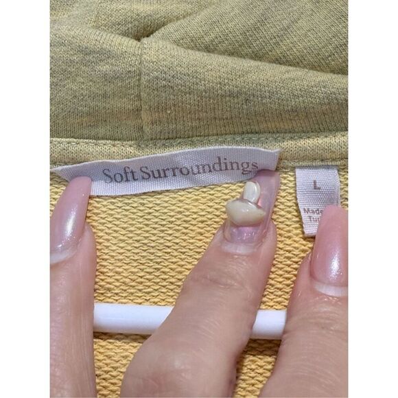 Soft Surroundings Heather Yellow The Soho Hoodie Tunic Sweatshirt Women's Large - Picture 6 of 14